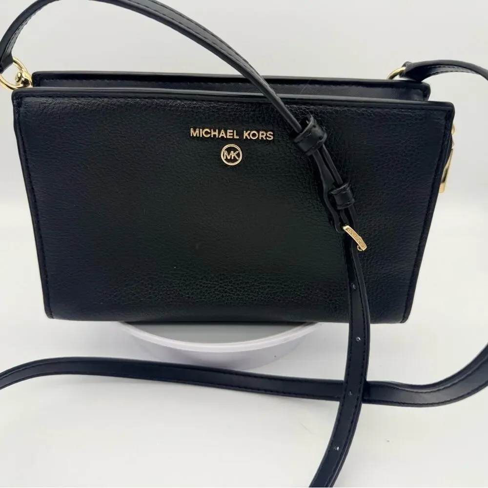Michael Kors Valerie Small Pebbled Leather Crossbody - Black/Gold